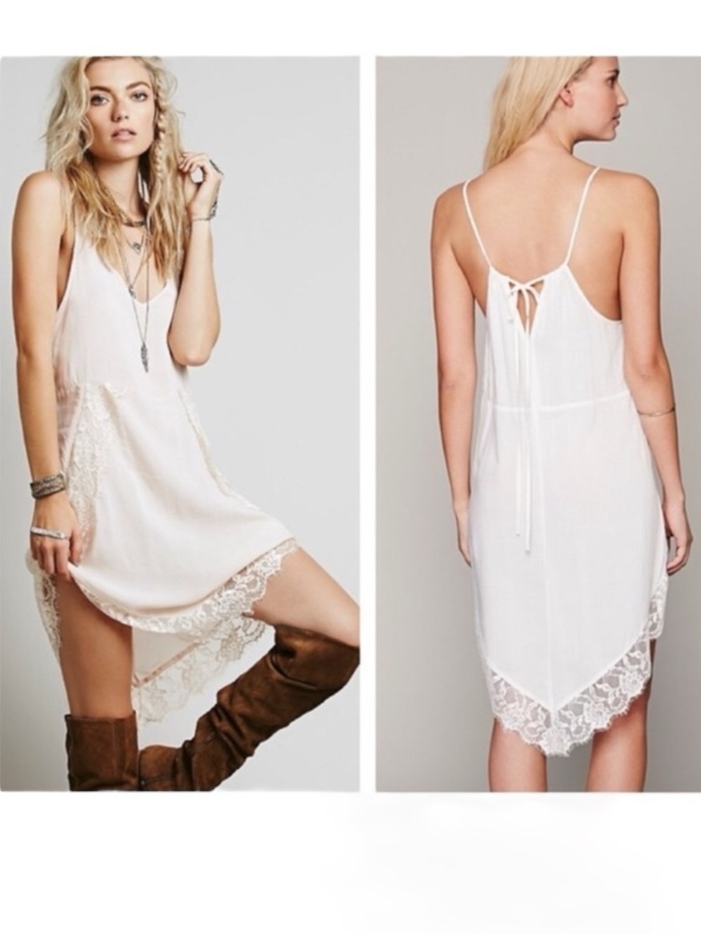 Free People Intimately Eyelash Lace Slip Dress White Boho Goth Mini S